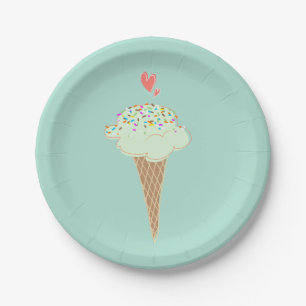 Mint Ice Cream Cone Paper Plates