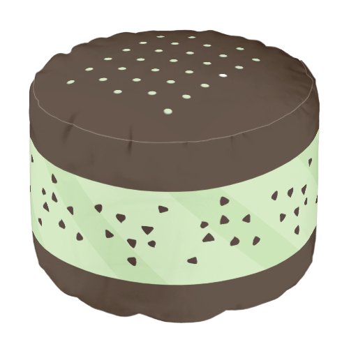 Mint Ice Cream Sandwich Funny Food Pouf Round Pouf