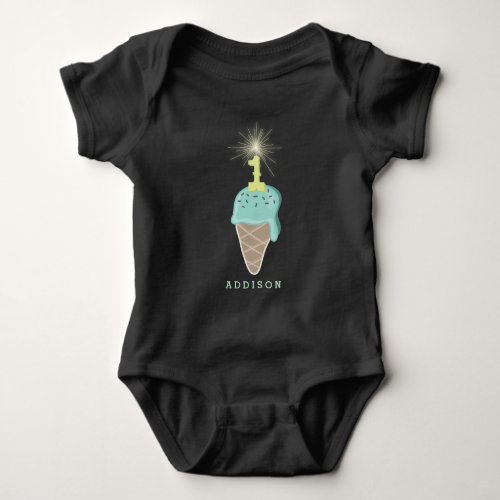 Mint Ice Cream Sparkler Baby Boys 1st Birthday Baby Bodysuit