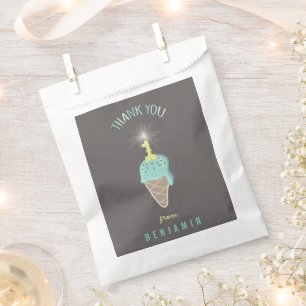 Mint Ice Cream Sparkler Boy 1st Birthday Thank You Favor Bag