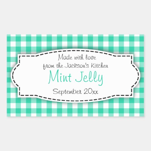 Mint Jelly green gingham food label sticker