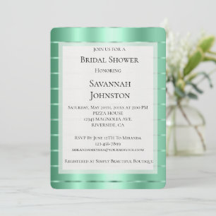 Mint Jewel Ribbon Bridal Shower Invitation