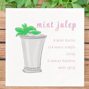 Mint Julep Bar Recipe Pink Script Derby Party Napkins