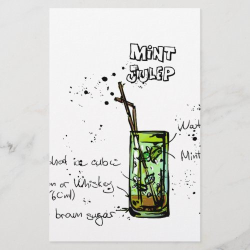 Mint Julep Cocktail Recipe Stationery