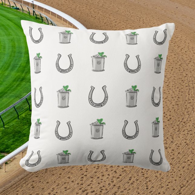 Mint Julep Cocktails and Horseshoes Derby Party Throw Pillow (Creator Uploaded)