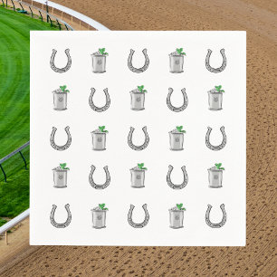 Mint Julep Cocktails & Horseshoe Pattern Race Day Napkins