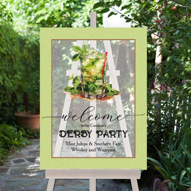 Mint Julep Derby Welcome Acrylic Sign (Mint Julep Derby Party Acrylic Welcome Sign)