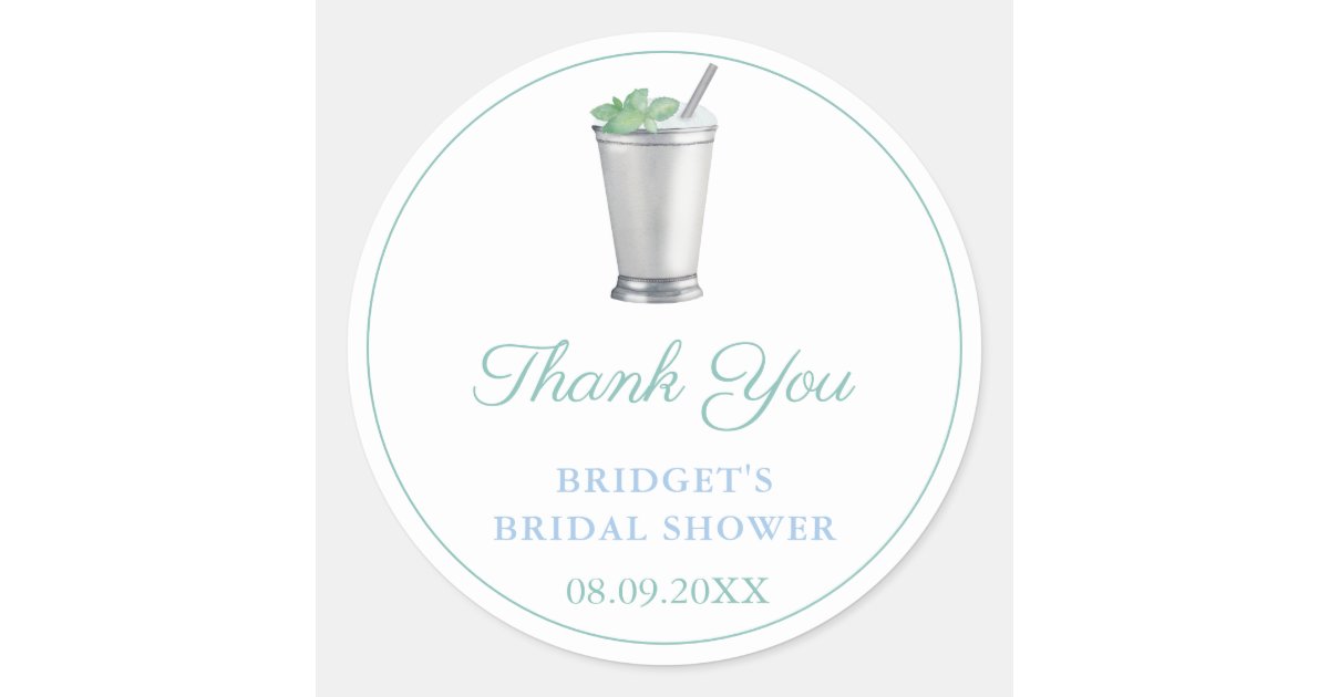 Mint Julep Horse Race Bridal Shower Favor Classic Round Sticker Zazzle