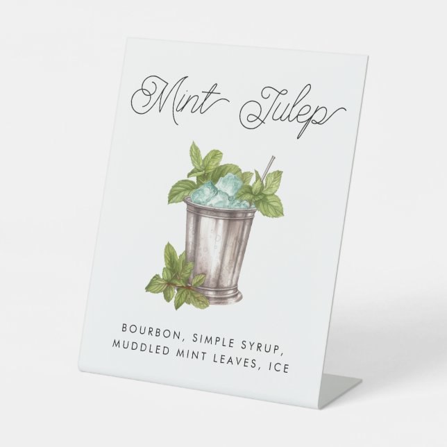 Mint Julep Horse Race Derby Custom Cocktail Pedestal Sign (Front)