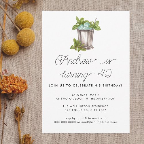 Mint Julep Horse Racing Derby Birthday Party Invitation