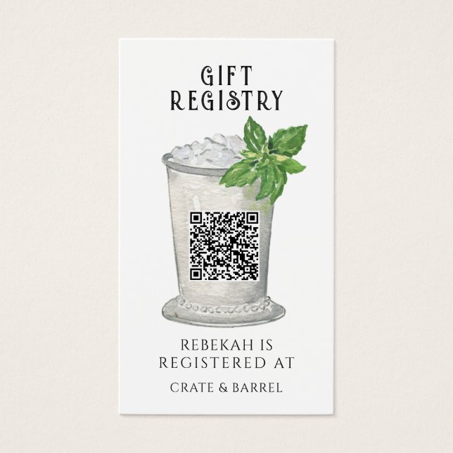 Mint Julep | QR Code Gift Registry Card (Front)