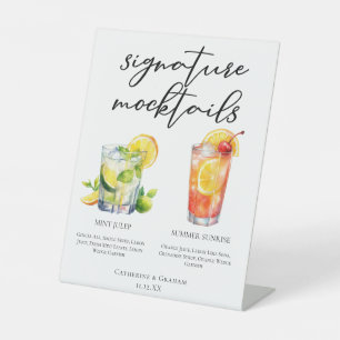 Mint Julep Summer Sunrise Wedding Mocktails Menu Pedestal Sign