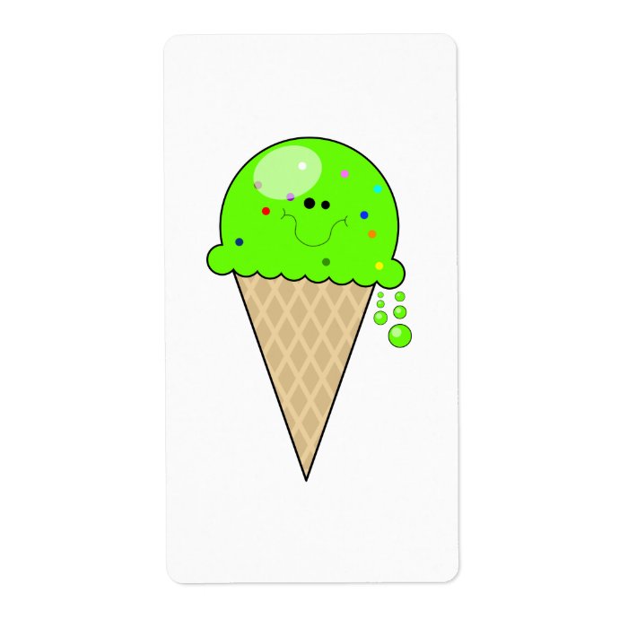 mint kawaii ice cream cone character personalized shipping label