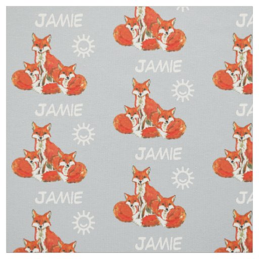 Mint Kids Sunshine Fox Family Personalized Fabric
