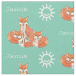 Mint Kids Sunshine Fox Tracks Personalized Fabric
