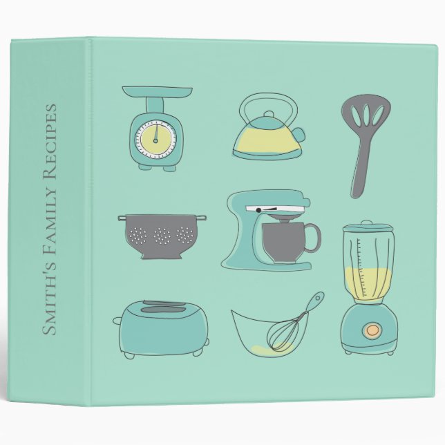 Mint Kitchen Recipe Personalized Cook Cooking 3 Ring Binder (Front/Spine)