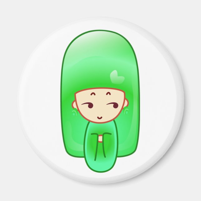 Mint kokeshi magnet (Front)