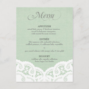 Mint Lace Doily Wedding Menu