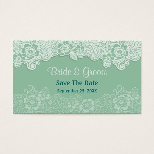 Mint Lace - Save the Date Business Card Template