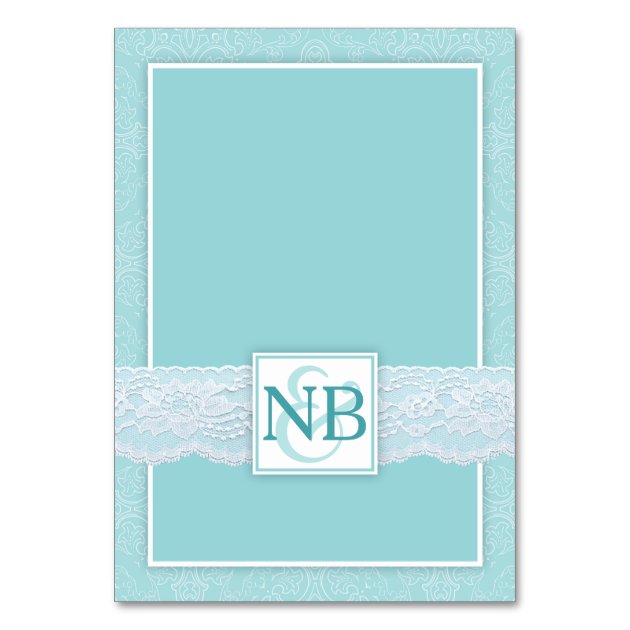 Mint Lace Wedding Table Number Cards