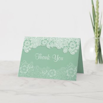 Mint Lace Wedding -thank You Thank You Card by SpiceTree_Weddings at Zazzle