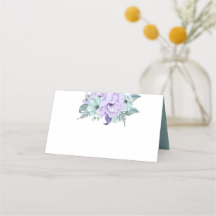 Mint Lavender Purple Watercolor Peonies Place Card
