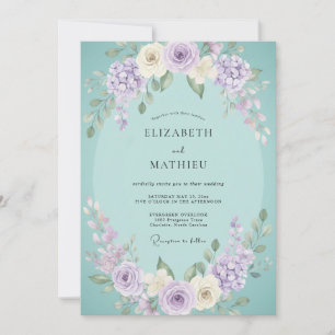 Mint Lavender Romantic Floral Wedding Invitation