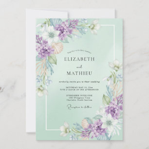 Mint Lavender Wildflower Wedding Invitation