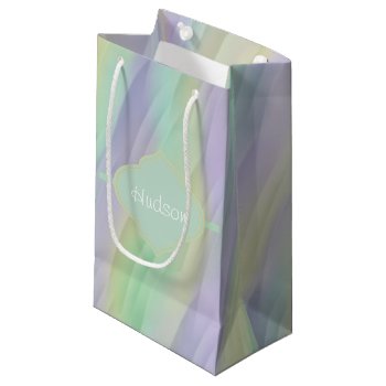 Mint Lavender Yellow Monogram Small Gift Bag by karlajkitty at Zazzle