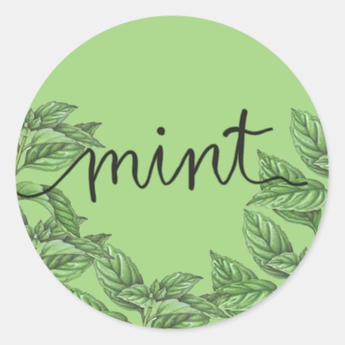 Mint leaves classic round sticker