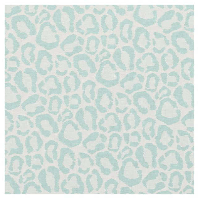Mint Leopard Animal Print Fabric (Close Up)