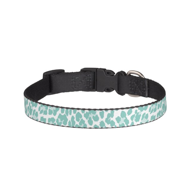 Mint Leopard Print Pattern Pet Collar (Front)