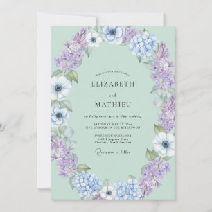 Mint Lilac Anemone Wedding Invitation