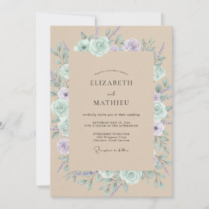 Mint Lilac Blossom Wedding Invitation