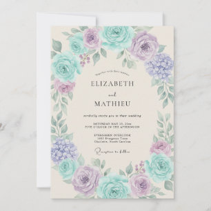 Mint Lilac Ethereal Spring Wedding Invitation