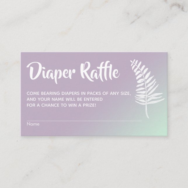 Mint & Lilac Ombre Baby Shower Diaper Raffle Cards (Front)