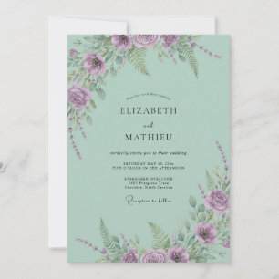 Mint Lilac Petal Wedding Invitation