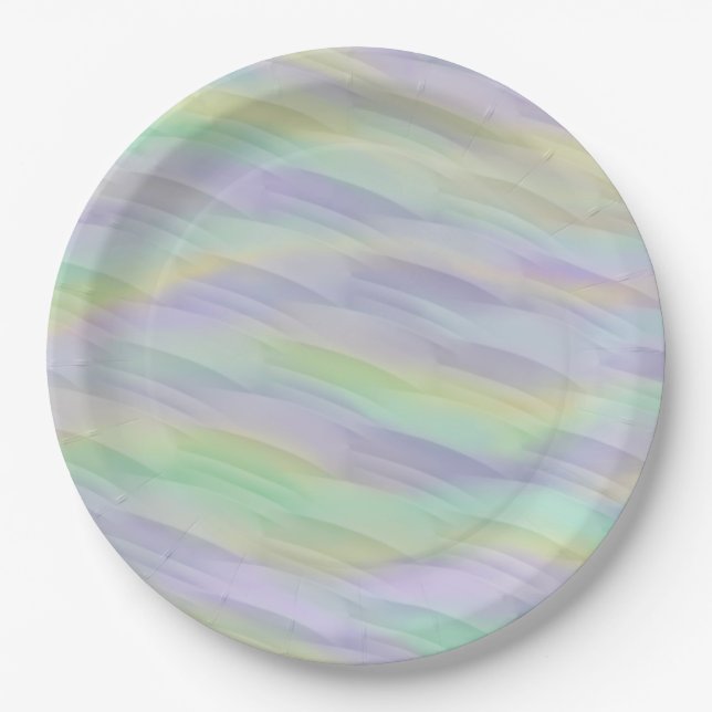 Mint Lilac Yellow Abstract Paper Plates (Front)