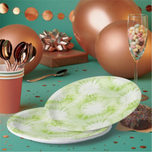 Mint Lime Green Tie Dye Birthday Paper Plates