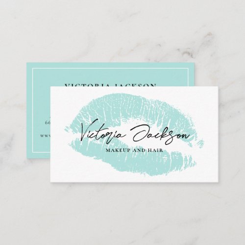 Mint Lips Modern Elegant Beauty Makeup Lipstick Business Card