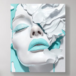 Mint Liquid Girl Portrait Abstract Art Acrylic Photo Tile