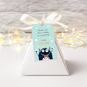 Mint Little Monster Birthday Party Favor Tags