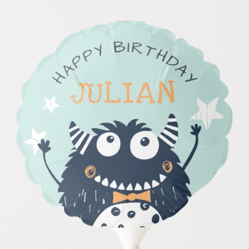 Mint  Little Monster Personalized Birthday Balloon