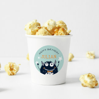 Mint | Little Monster Personalized Kids Birthday Classic Round Sticker