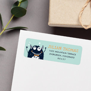 Mint Little Monster Return Address Label