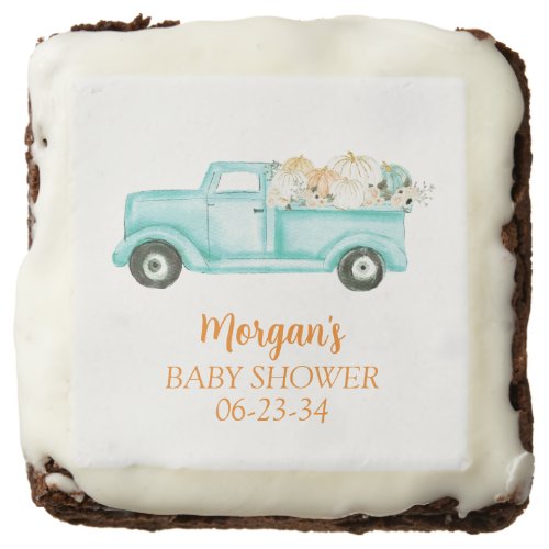 Mint Little Pumpkin Cute Baby Shower Brownie