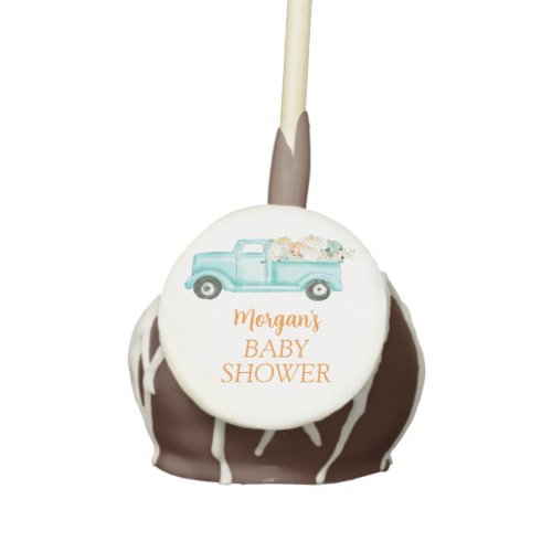 Mint Little Pumpkin Cute Baby Shower Cake Pops