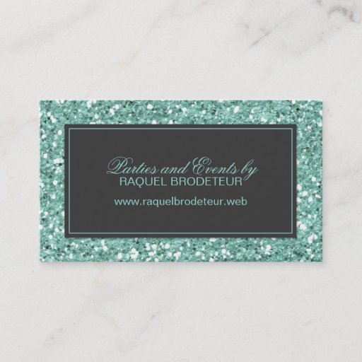 Customizable Mint Look Glitter Business Card