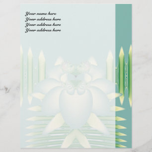 Mint Lotus Art Deco Fractal Flower Art Letterhead