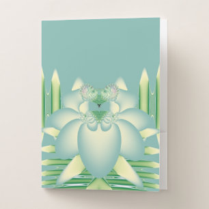 Mint Lotus Art Deco Fractal Flower Art Pocket Folder